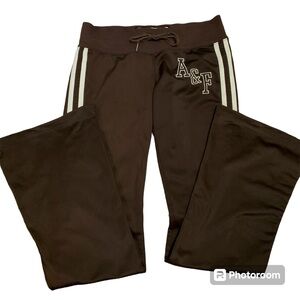 Vintage ABERCROMBIE & FITCH Brown Flare 90’s Low Rise Track Pants X-Small y2k